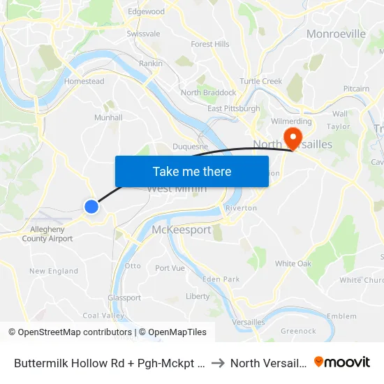 Buttermilk Hollow Rd + Pgh-Mckpt Blvd to North Versailles map