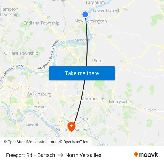 Freeport Rd + Bartsch to North Versailles map