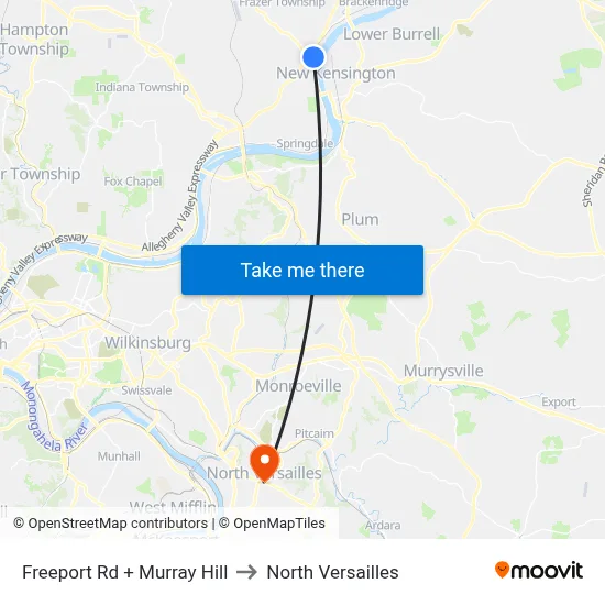 Freeport Rd + Murray Hill to North Versailles map