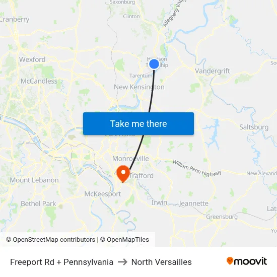 Freeport Rd + Pennsylvania to North Versailles map