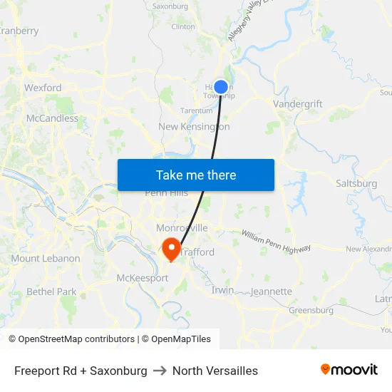 Freeport Rd + Saxonburg to North Versailles map