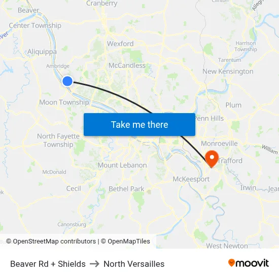 Beaver Rd + Shields to North Versailles map