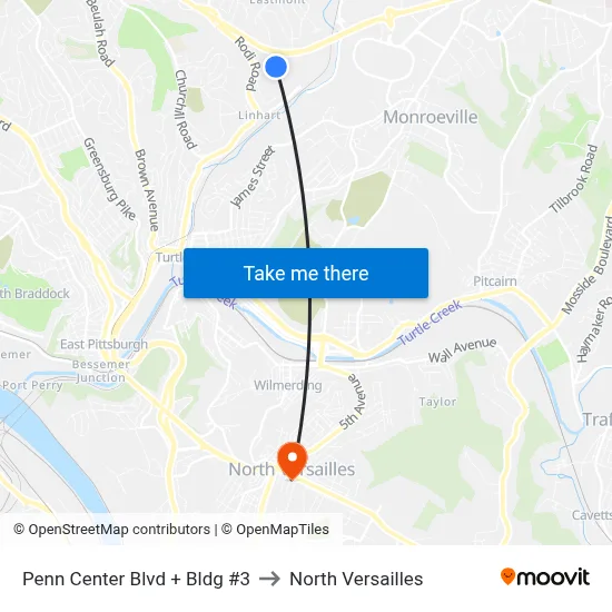 Penn Center Blvd + Bldg #3 to North Versailles map