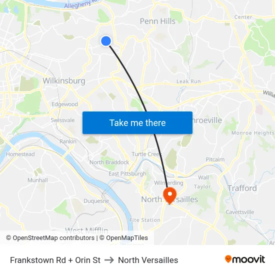 Frankstown Rd + Orin St to North Versailles map
