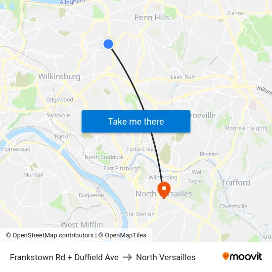 Frankstown Rd + Duffield Ave to North Versailles map