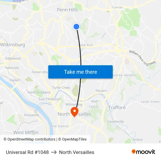 Universal Rd #1048 to North Versailles map