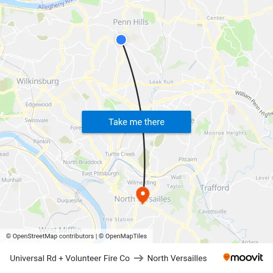 Universal Rd + Volunteer Fire Co to North Versailles map