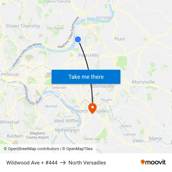 Wildwood Ave + #444 to North Versailles map
