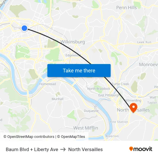 Baum Blvd + Liberty Ave to North Versailles map