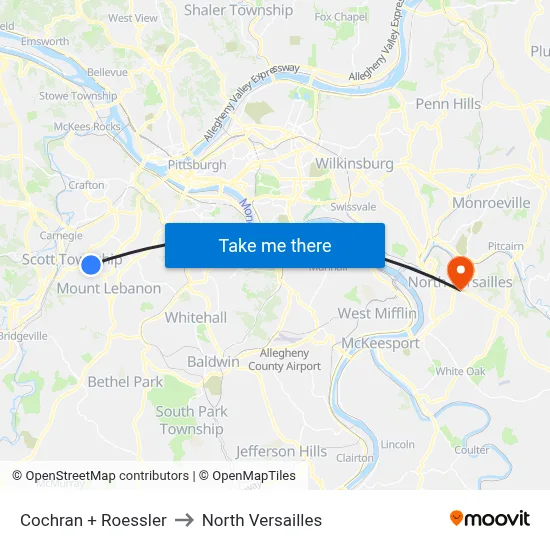 Cochran + Roessler to North Versailles map