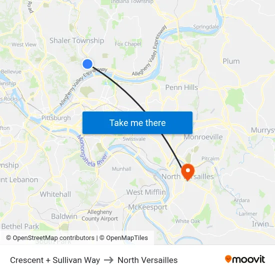 Crescent + Sullivan Way to North Versailles map