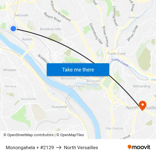 Monongahela + #2129 to North Versailles map