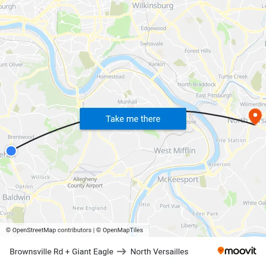 Brownsville Rd + Giant Eagle to North Versailles map