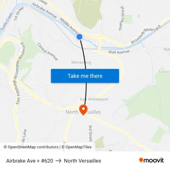 Airbrake Ave + #620 to North Versailles map