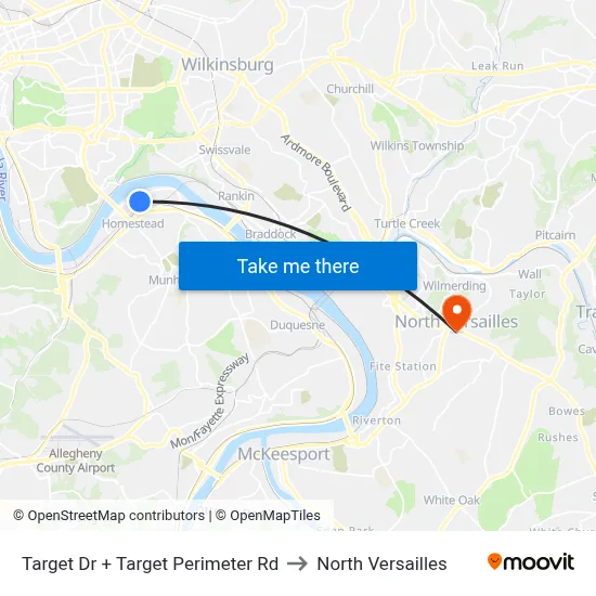 Target Dr + Target Perimeter Rd to North Versailles map
