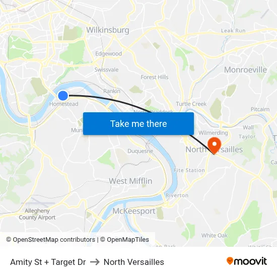 Amity St + Target Dr to North Versailles map