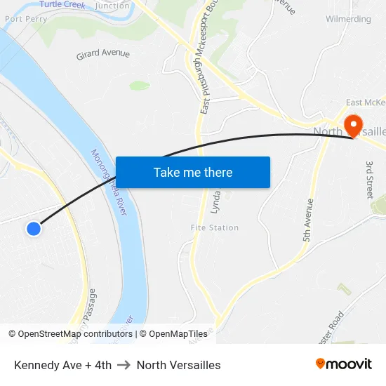 Kennedy Ave + 4th to North Versailles map