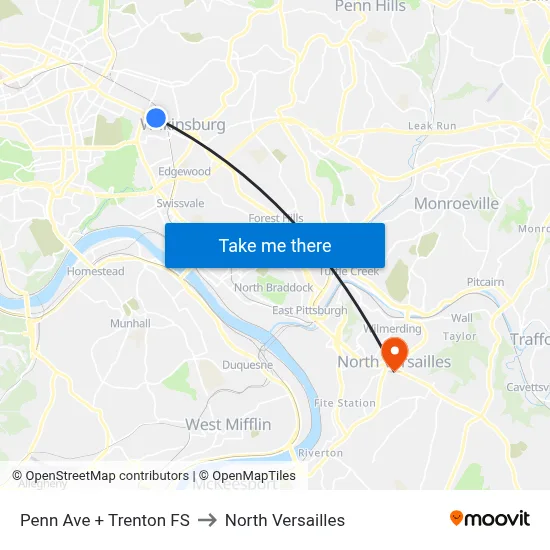 Penn Ave + Trenton FS to North Versailles map