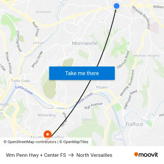 Wm Penn Hwy + Center FS to North Versailles map