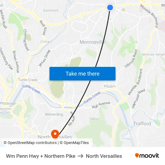 Wm Penn Hwy + Northern Pike to North Versailles map