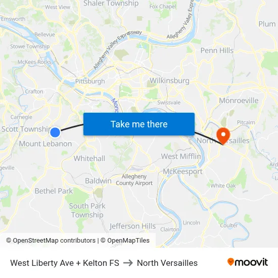 West Liberty Ave + Kelton FS to North Versailles map