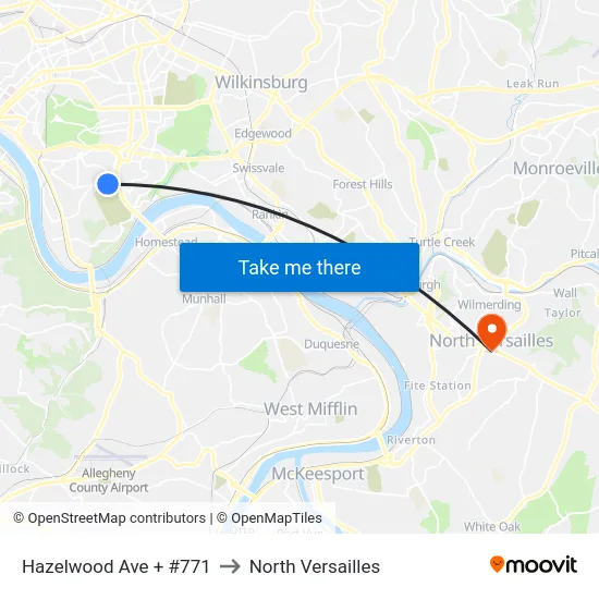 Hazelwood Ave + #771 to North Versailles map