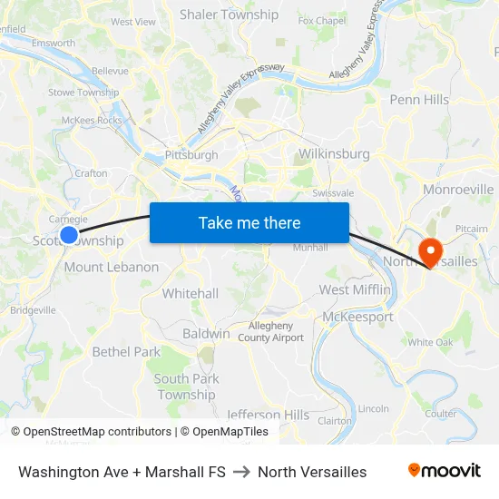 Washington Ave + Marshall FS to North Versailles map