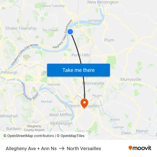 Allegheny Ave + Ann Ns to North Versailles map