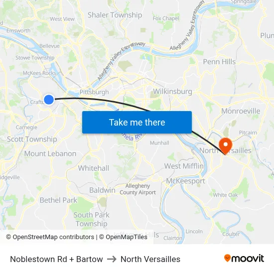 Noblestown Rd + Bartow to North Versailles map