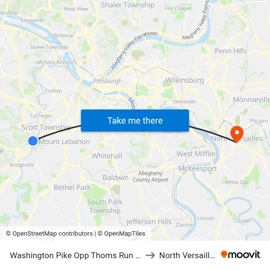 Washington Pike Opp Thoms Run Rd to North Versailles map