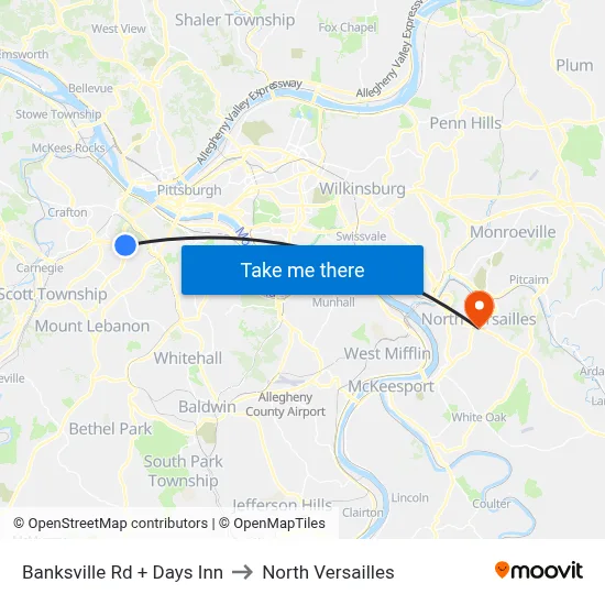 Banksville Rd + Days Inn to North Versailles map