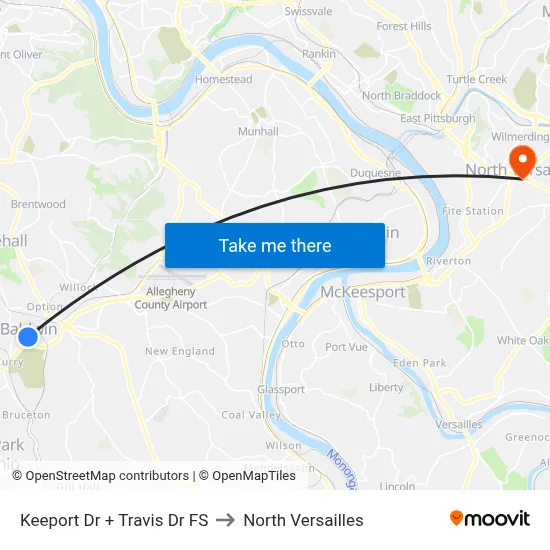 Keeport Dr + Travis Dr FS to North Versailles map