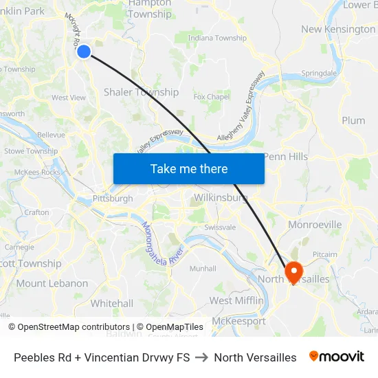 Peebles Rd + Vincentian Drvwy FS to North Versailles map