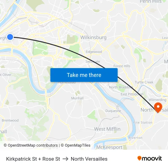 Kirkpatrick St + Rose St to North Versailles map