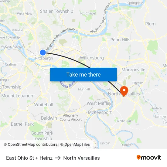 East Ohio St + Heinz to North Versailles map