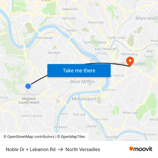 Noble Dr + Lebanon Rd to North Versailles map