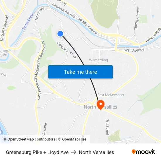 Greensburg Pike + Lloyd Ave to North Versailles map
