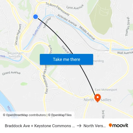 Braddock Ave + Keystone Commons Portal 9 FS to North Versailles map