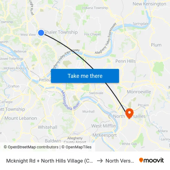 Mcknight Rd + North Hills Village (Center Ent) to North Versailles map