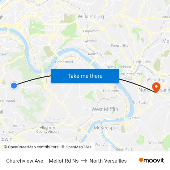 Churchview Ave + Mellot Rd Ns to North Versailles map
