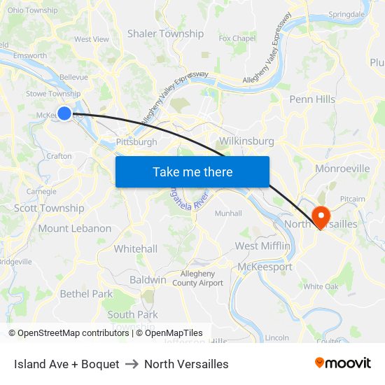 Island Ave + Boquet to North Versailles map