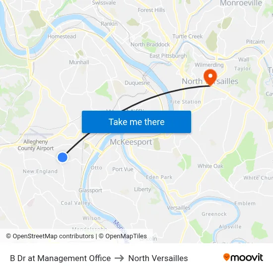 B Dr at Management Office to North Versailles map