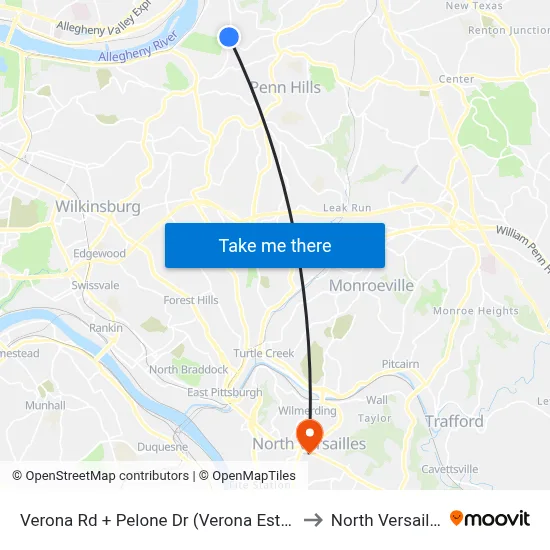 Verona Rd + Pelone Dr (Verona Estates) to North Versailles map