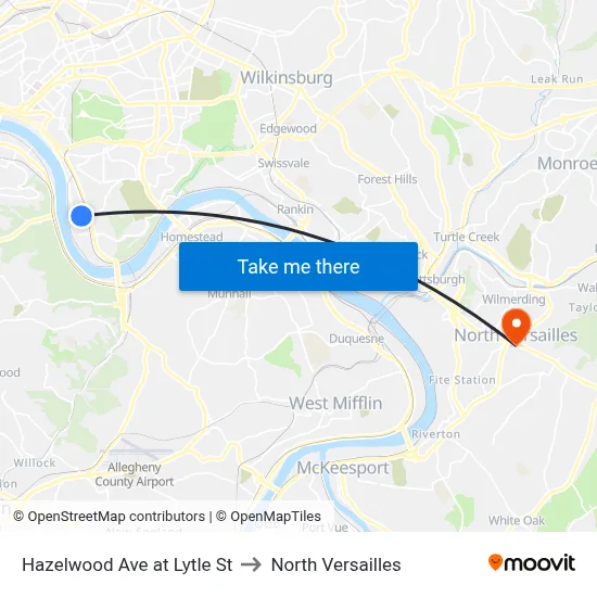 Hazelwood Ave at Lytle St to North Versailles map