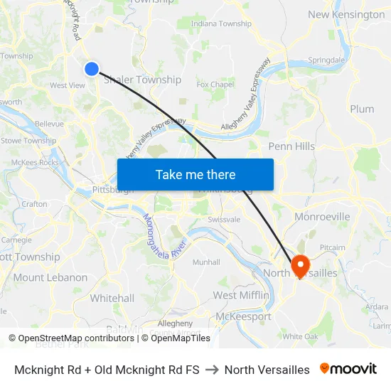 Mcknight Rd + Old Mcknight Rd FS to North Versailles map