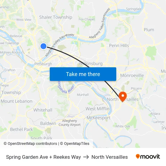 Spring Garden Ave + Reekes Way to North Versailles map