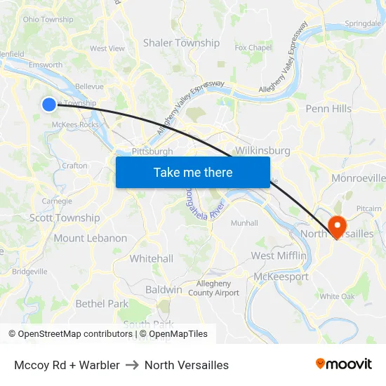 Mccoy Rd + Warbler to North Versailles map