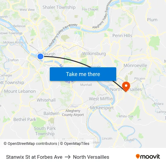 Stanwix St at Forbes Ave to North Versailles map