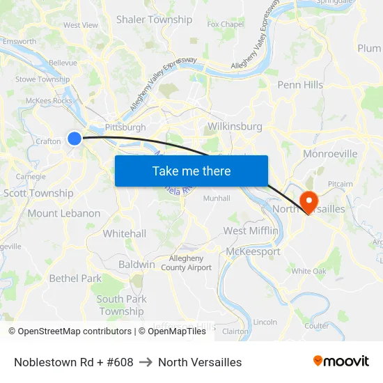 Noblestown Rd + #608 to North Versailles map