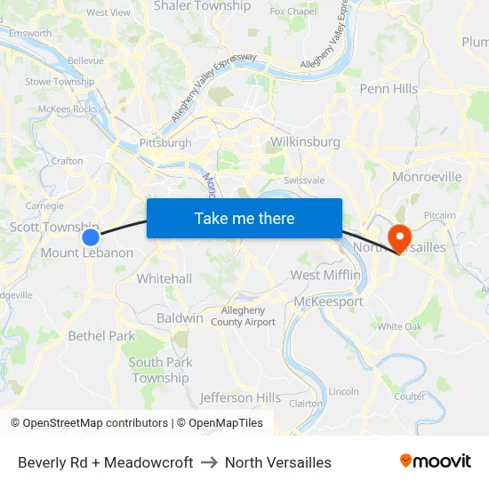 Beverly Rd + Meadowcroft to North Versailles map